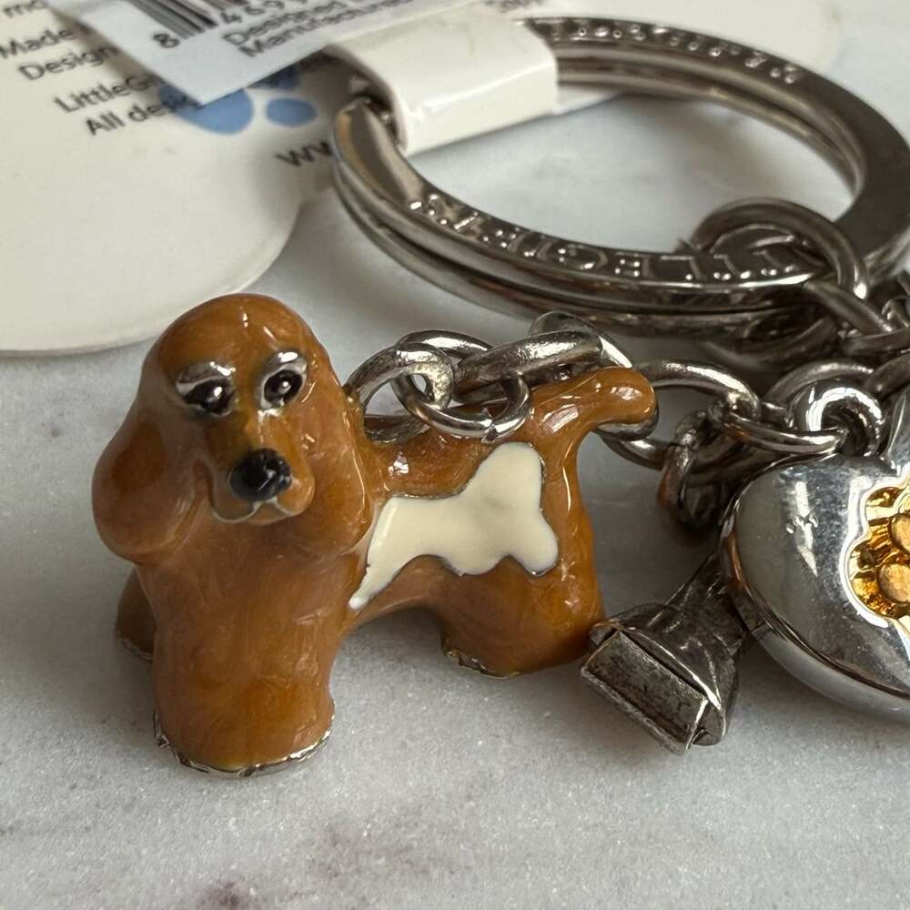 Little Gifts Cocker Spaniel Enamel Dog Keychain with Charms